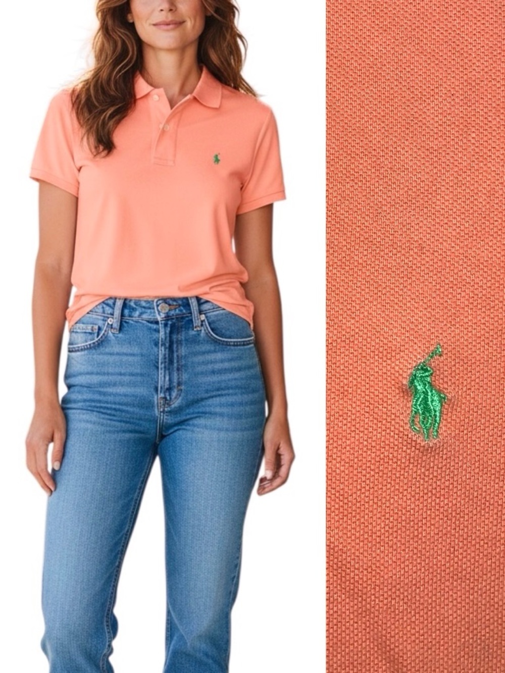 Ralph Lauren Polo Shirt Coral Short Sleeve Cotton Classic Fit